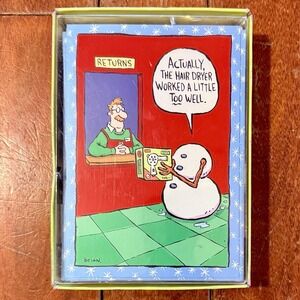 NEW Box 18 Shoebox VTG 90s Kitschy Card Funny Snowman Christmas Cards Hallmark